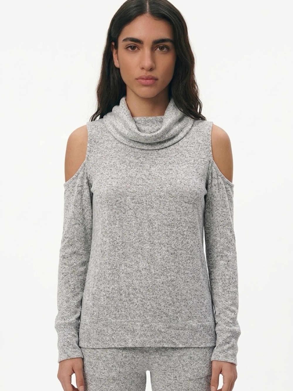 ACTIVE | Gray Cold Shoulder Cowl Neck Top/Sweater Women’s Size Small